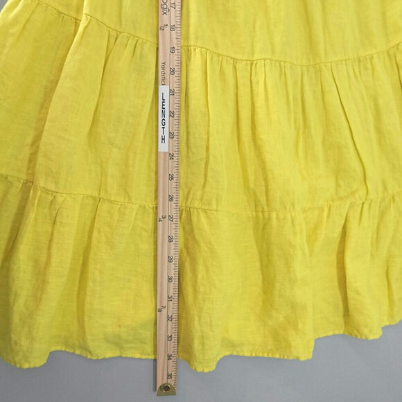 LANHTROPY Tiered Babydoll Dress Womens One Size Yellow Linen Lagenlook Resort - Picture 13 of 13